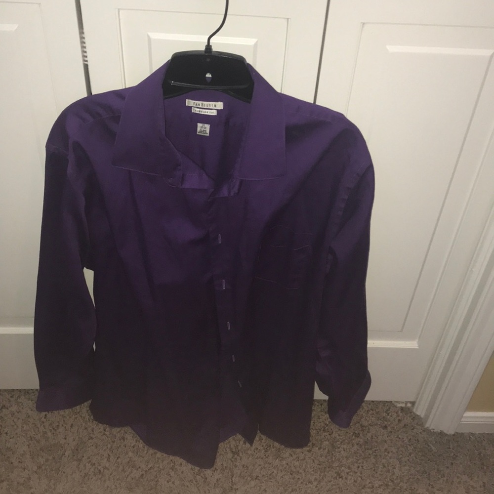 Men’s Purple Lux Sateen Long Sleeve Dress Shirt